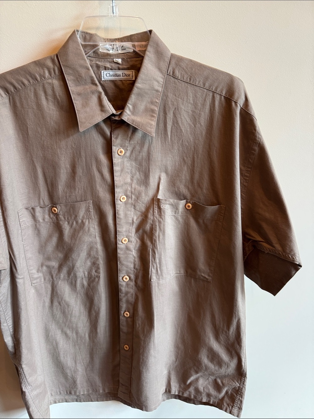 Dior Men’s Short-Sleeve Button-Down Shirt - Taupe Brown